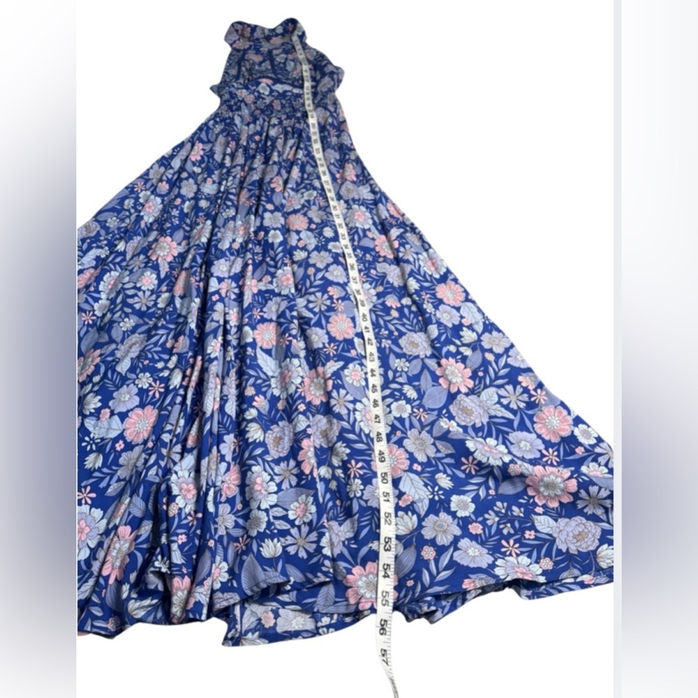 Abel the Label Bluebell Floral Halter Tie Back Full Skirt Maxi Dress - Picture 7 of 15